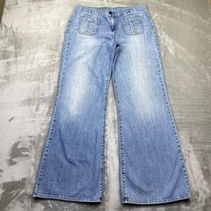 Lucky Jeans Concert Wide Leg Flare Women's Light Wash Pocket Denim Sz 33" Grunge